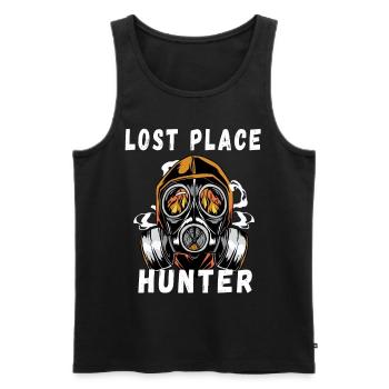 Caméra citation Lost Place Hunter Explorer cadeau - Débardeur bio Premium Homme - noir - Devant - Michal (187cm)