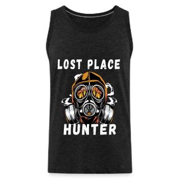 Caméra citation Lost Place Hunter Explorer cadeau - Débardeur bio Premium Homme - charbon - Devant - Alexander (188cm)