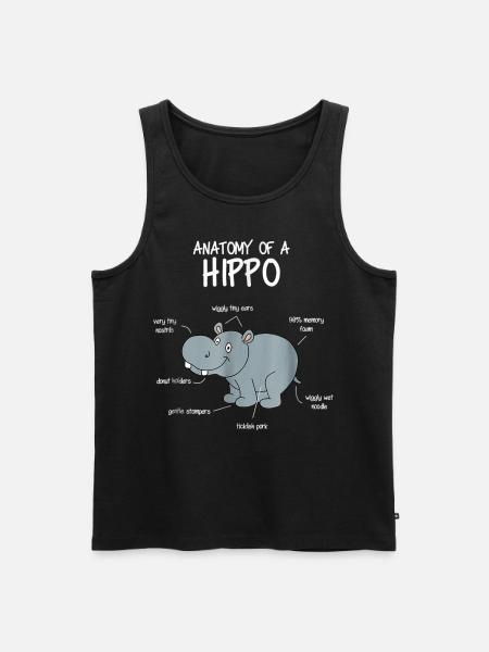Hippo, Hippo Funny T-shirt Gift - Men's Premium Organic Tank Top - black