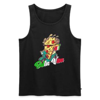 Italien La Bella Vita Pizza Stück auf Scooter für - Männer Premium Bio Tank Top - Schwarz - Vorne - Michal (187cm)