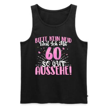 60 Geburtstag Bitte kein Neid - Männer Premium Bio Tank Top - Schwarz - Vorne - Michal (187cm)