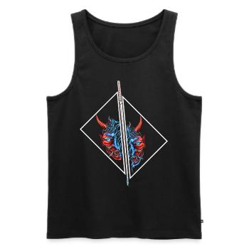 Japan Anime Maske Design Samurai Oni Monster - Männer Premium Bio Tank Top - Schwarz - Vorne - AI Model Male 178 light (178cm)