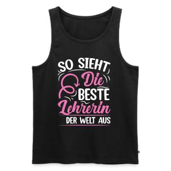 So sieht die Beste Lehrerin der Welt aus - Männer Premium Bio Tank Top - Schwarz - Vorne - AI Model Male 178 light (178cm)