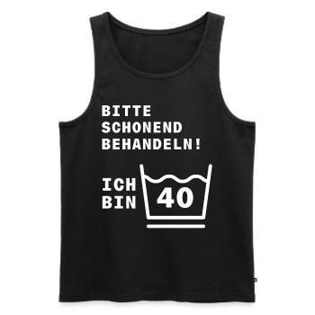 Bitte schonend Bügeln - 40er Geburtstag - Männer Premium Bio Tank Top - Schwarz - Vorne - Michal (187cm)