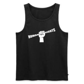 Human Rights - Men's Premium Organic Tank Top - black - Front - AI Model Male 178 light (178cm)