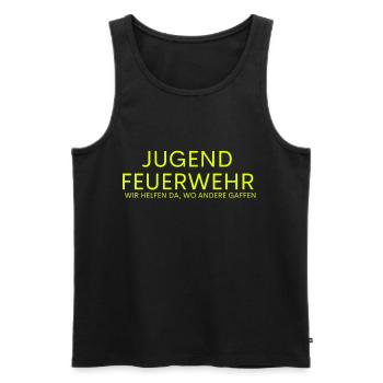 Jugend Feuerwehr - Wir helfen - Männer Premium Bio Tank Top - Schwarz - Vorne - Michal (187cm)