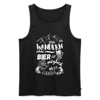 Wandern ohne Bier ist möglich aber sinnlos - Männer Premium Bio Tank Top - Schwarz - Vorne - AI Model Male 178 light (178cm)