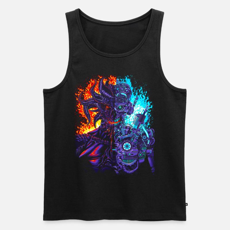 Roboter vs Dämon - Männer Premium Bio Tank Top - Schwarz