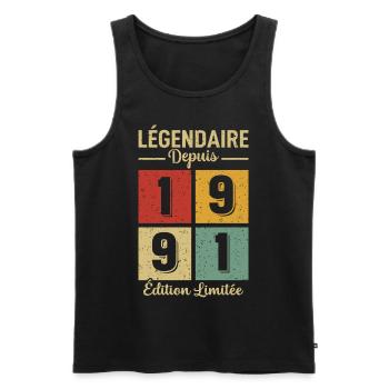 Légendaire Depuis 1991 - Débardeur bio Premium Homme - noir - Devant - Michal (187cm)