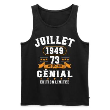 73 Ans Anniversaire Vintage Né(e) en Juillet 1949 - Débardeur bio Premium Homme - noir - Devant - Michal (187cm)