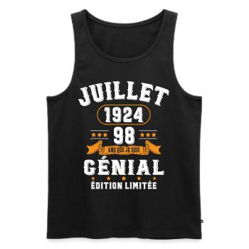 98 Ans Anniversaire Vintage Né(e) en Juillet 1924 - Débardeur bio Premium Homme - noir - Devant - Michal (187cm)
