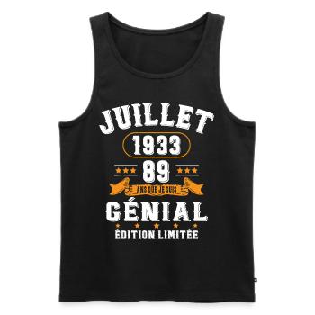 89 Ans Anniversaire Vintage Né(e) en Juillet 1933 - Débardeur bio Premium Homme - noir - Devant - Michal (187cm)