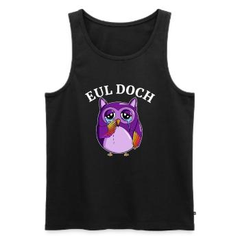 Traurige kleine Dicke Violette Eule mit Spruch Eul - Männer Premium Bio Tank Top - Schwarz - Vorne - Michal (187cm)