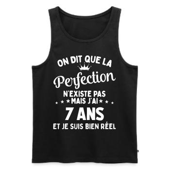 J'ai 7 Ans et je suis bien réel - perfection - Débardeur bio Premium Homme - noir - Devant - Michal (187cm)