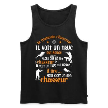 Bon Chasseur Humour Cadeau - Débardeur bio Premium Homme - noir - Devant - Michal (187cm)