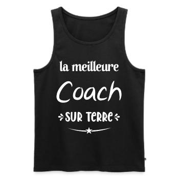 La Meilleure Coach Sur Terre Humour Entraîneuse - Débardeur bio Premium Homme - noir - Devant - Michal (187cm)