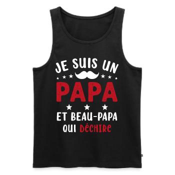 je suis un Papa et un Beau-Papa qui déchire - Débardeur bio Premium Homme - noir - Devant - Michal (187cm)