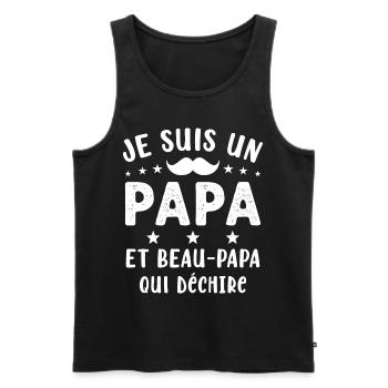 je suis un Papa et un Beau-Papa qui déchire - Débardeur bio Premium Homme - noir - Devant - Michal (187cm)