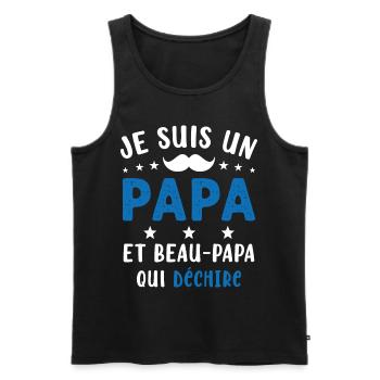 je suis un Papa et un Beau-Papa qui déchire - Débardeur bio Premium Homme - noir - Devant - Michal (187cm)