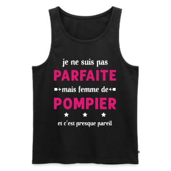 pas parfaite mais femme de pompier - Débardeur bio Premium Homme - noir - Devant - Michal (187cm)