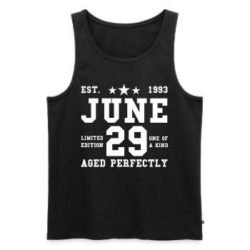 29ème anniversaire Juin né 1993 Idée cadeau - Débardeur bio Premium Homme - noir - Devant - Michal (187cm)