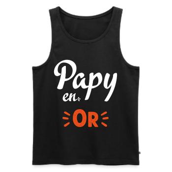 Papy en or humour papy cadeau - Débardeur bio Premium Homme - noir - Devant - AI Model Male 178 light (178cm)