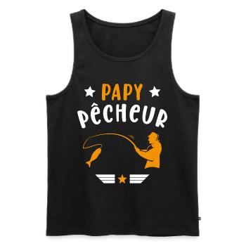 Papy Pêcheur Humour Fête des Grands Pères Noël - Débardeur bio Premium Homme - noir - Devant - Michal (187cm)