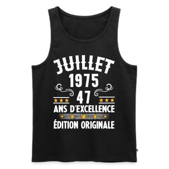 47 Ans Anniversaire Vintage Né(e) en Juillet 1975 - Débardeur bio Premium Homme - noir - Devant - Michal (187cm)