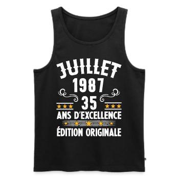 35 Ans Anniversaire Vintage Né(e) en Juillet 1987 - Débardeur bio Premium Homme - noir - Devant - Michal (187cm)
