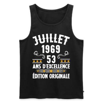 53 Ans Anniversaire Vintage Né(e) en Juillet 1969 - Débardeur bio Premium Homme - noir - Devant - Michal (187cm)
