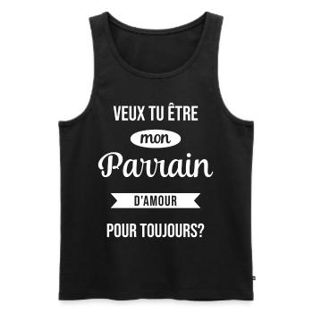 Veux Tu Être Mon Parrain d'amour pour toujours - Débardeur bio Premium Homme - noir - Devant - Michal (187cm)