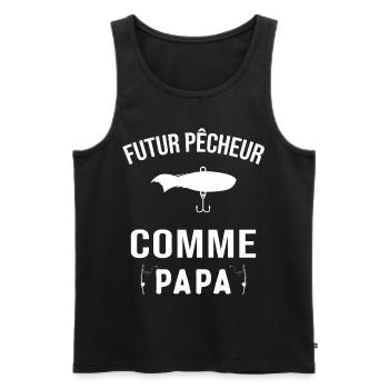 Futur pêcheur comme papa humour cadeau pêcheur - Débardeur bio Premium Homme - noir - Devant - Michal (187cm)