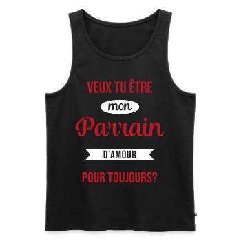 Veux Tu Être Mon Parrain d'amour pour toujours - Débardeur bio Premium Homme - noir - Devant - Michal (187cm)