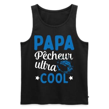 Cadeau Papa pêcheur cadeau fête des pères - Débardeur bio Premium Homme - noir - Devant - Michal (187cm)
