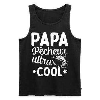 Cadeau Papa pêcheur cadeau fête des pères - Débardeur bio Premium Homme - noir - Devant - Michal (187cm)