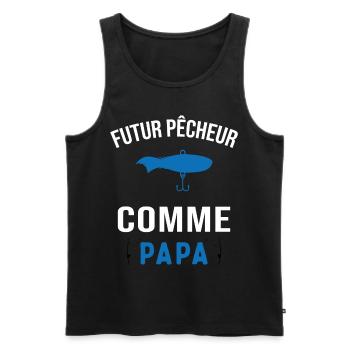 Futur pêcheur comme papa humour cadeau pêcheur - Débardeur bio Premium Homme - noir - Devant - Michal (187cm)