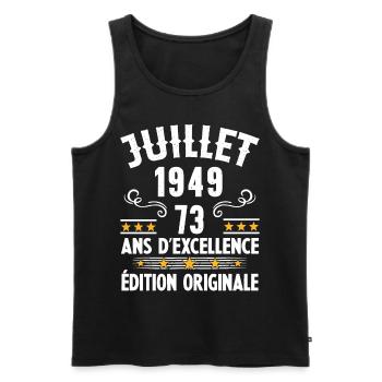 73 Ans Anniversaire Vintage Né(e) en Juillet 1949 - Débardeur bio Premium Homme - noir - Devant - Michal (187cm)