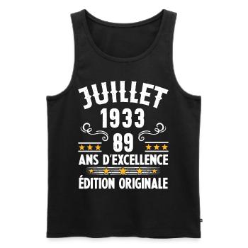 89 Ans Anniversaire Vintage Né(e) en Juillet 1933 - Débardeur bio Premium Homme - noir - Devant - Michal (187cm)