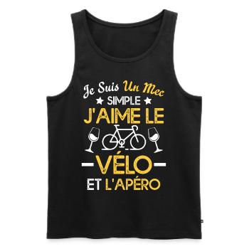 Je suis un mec simple j'aime le vélo et l'apéro - Débardeur bio Premium Homme - noir - Devant - Michal (187cm)