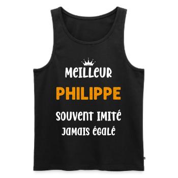 Homme humour prénom super meilleur philippe - Débardeur bio Premium Homme - noir - Devant - Michal (187cm)