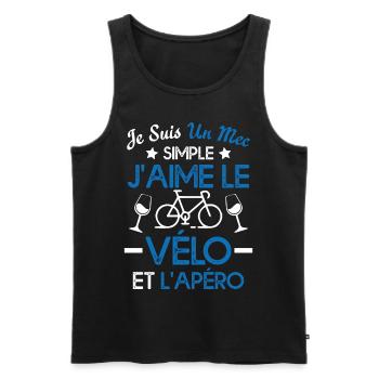 Je suis un mec simple j'aime le vélo et l'apéro - Débardeur bio Premium Homme - noir - Devant - Michal (187cm)