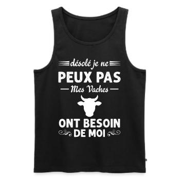Mes Vaches Cadeau drôle pour l'agriculteur - Débardeur bio Premium Homme - noir - Devant - AI Model Male 178 light (178cm)