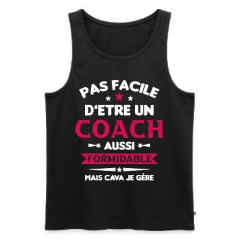 Coach Formidable Idée Cadeau Entraîneur Drôle - Débardeur bio Premium Homme - noir - Devant - Michal (187cm)