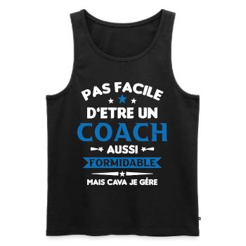 Coach Formidable Idée Cadeau Entraîneur Drôle - Débardeur bio Premium Homme - noir - Devant - Michal (187cm)