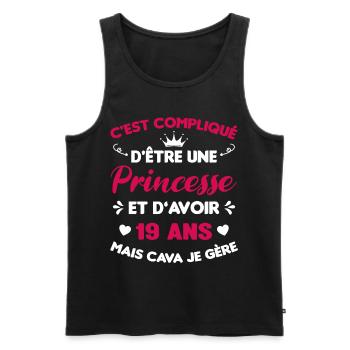 Princesse 19 Ans Anniversaire Idée Cadeau PinK - Débardeur bio Premium Homme - noir - Devant - Michal (187cm)