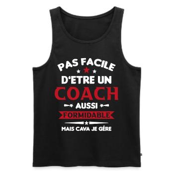 Coach Formidable Idée Cadeau Entraîneur Drôle - Débardeur bio Premium Homme - noir - Devant - Michal (187cm)