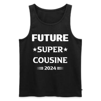 Annonce Grossesse 2024 Future Super Cousine Cadeau - Débardeur bio Premium Homme - noir - Devant - Michal (187cm)