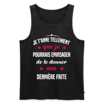 Je t'aime tellement que je pourrais donner frite - Débardeur bio Premium Homme - noir - Devant - Michal (187cm)