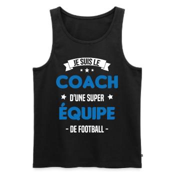 Je suis le coach d'une super équipe de football - Débardeur bio Premium Homme - noir - Devant - Michal (187cm)
