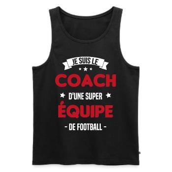 Je suis le coach d'une super équipe de football - Débardeur bio Premium Homme - noir - Devant - Michal (187cm)